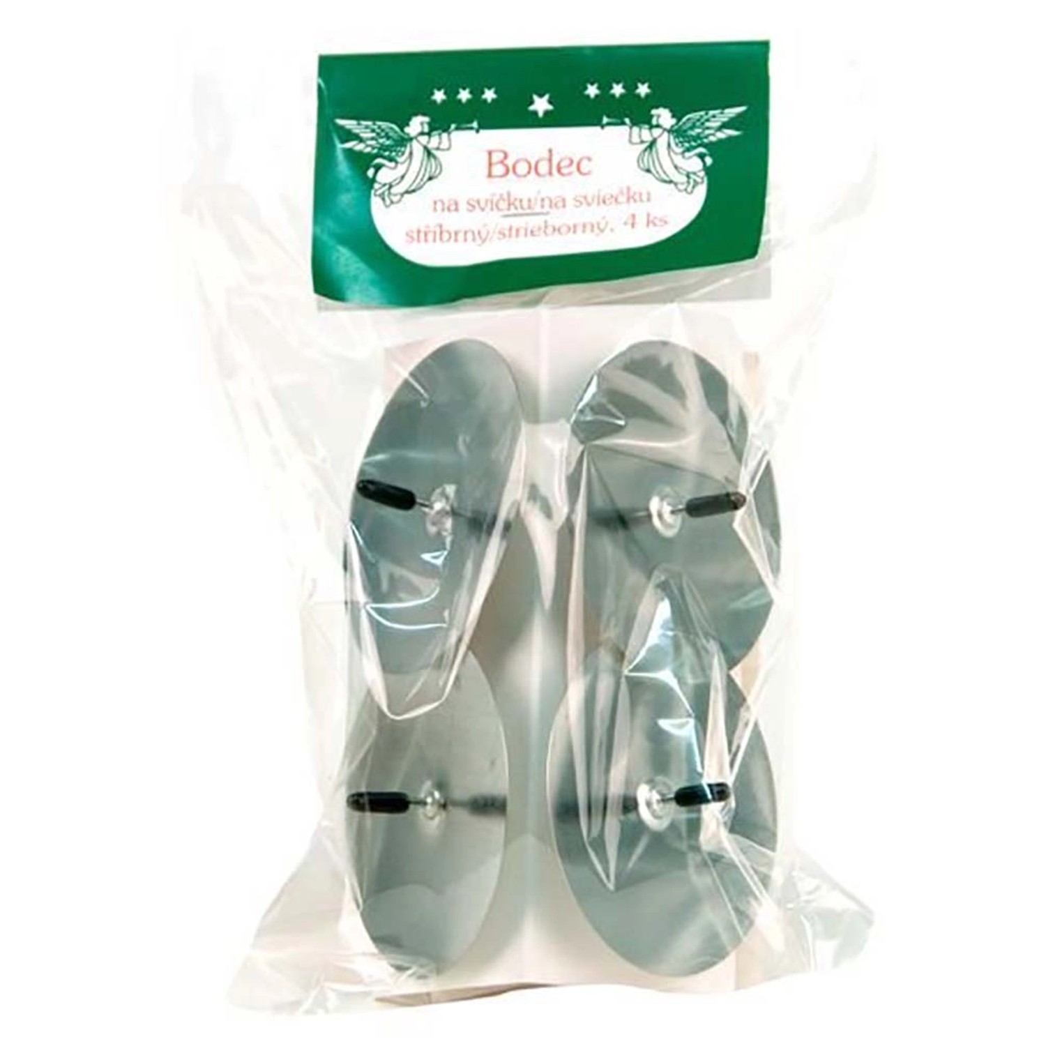 Svícen kovový se zápichem stříbrný, 4 ks, pr. 60 mm