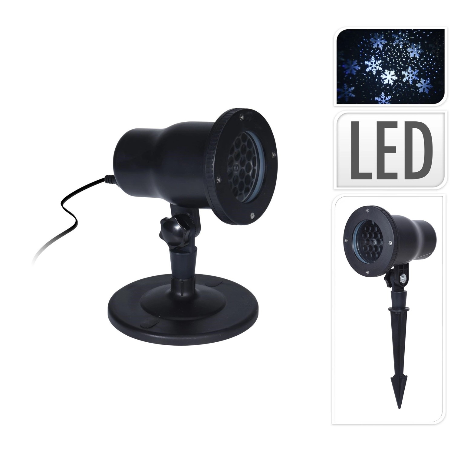 Koopman Rotační LED projektor sněhových vloček Snow Storm, IP44