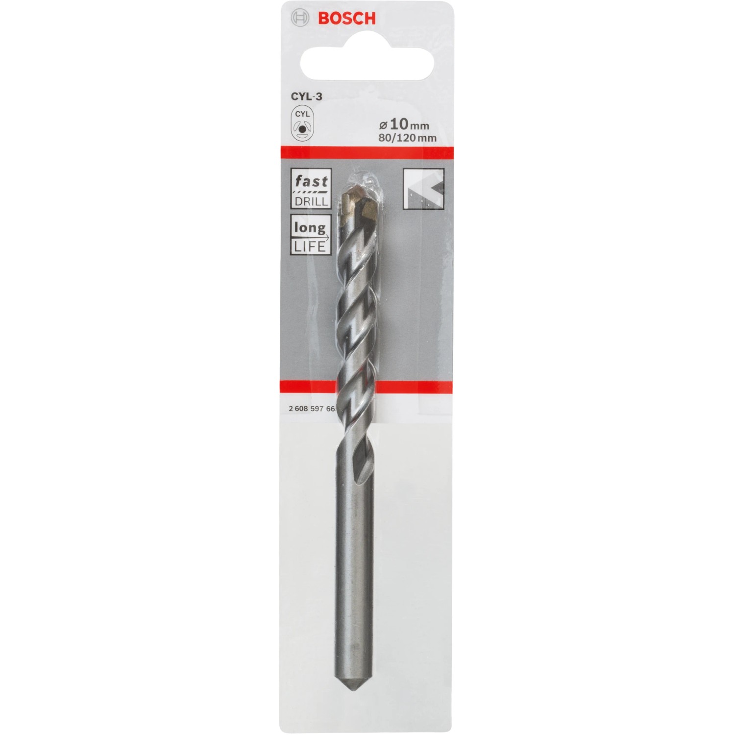 Levně Bosch Spirálový vrták do betonu CYL-3 Silver Percussion, 10 x 80 x 120 mm
