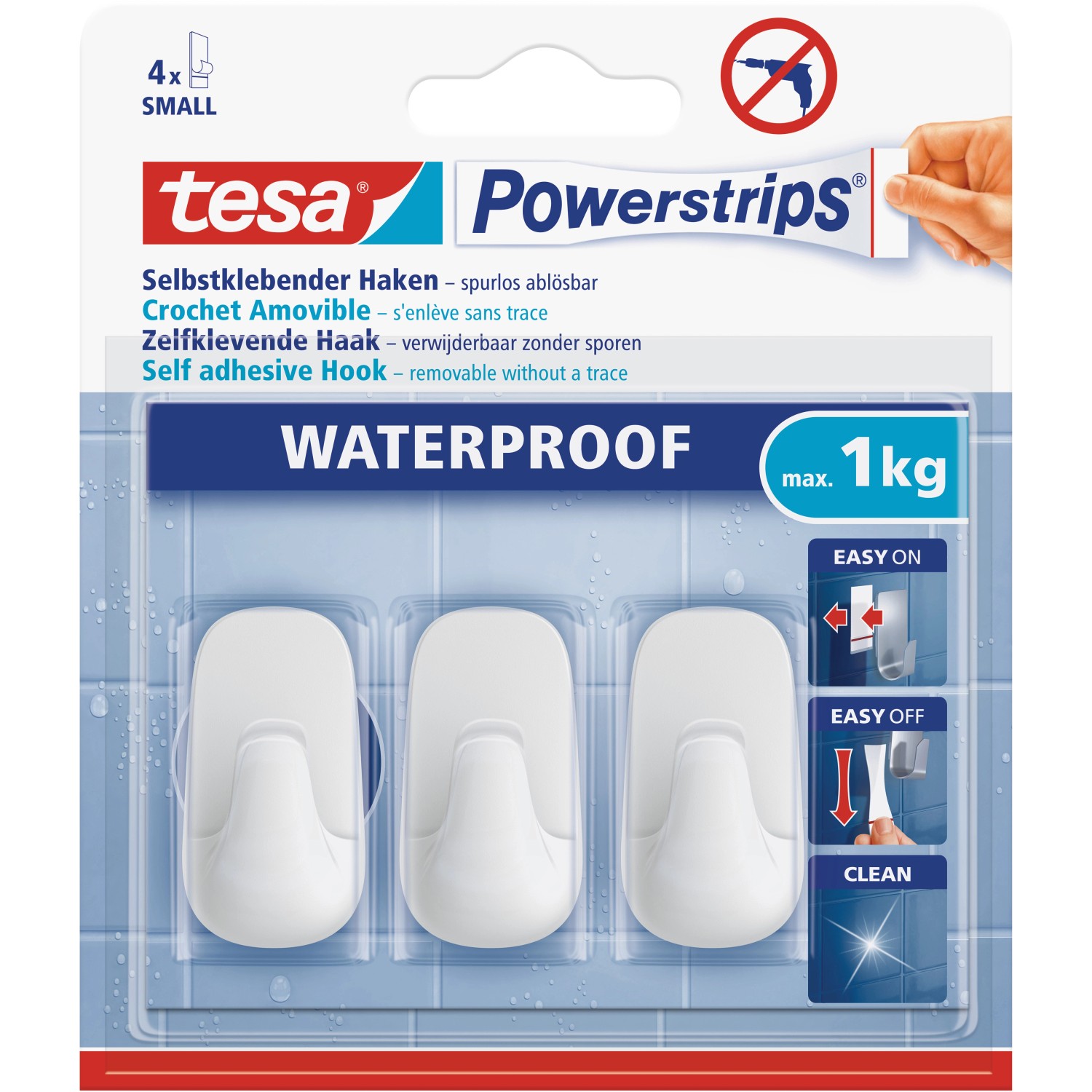 tesa Samolepicí háčky Powerstrips Waterproof malé, bílá, 3 ks