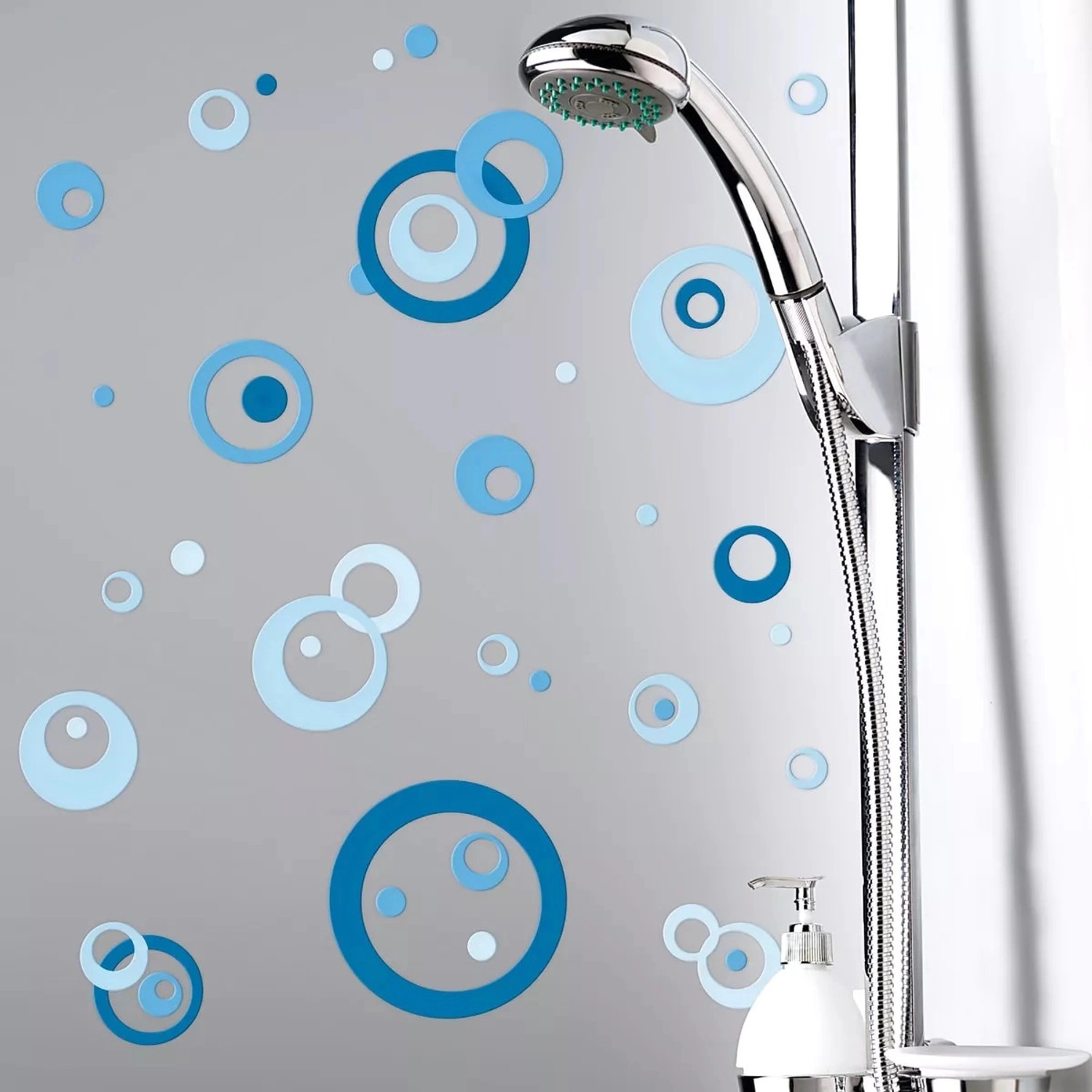 Crearreda Samolepicí dekorace, modré kruhy 3D, 1 arch, 15 x 31 cm