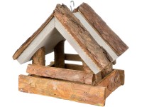 Ptačí budka se střechou z kůry, šedá Ptačí budka se střechou z kůry, šedá