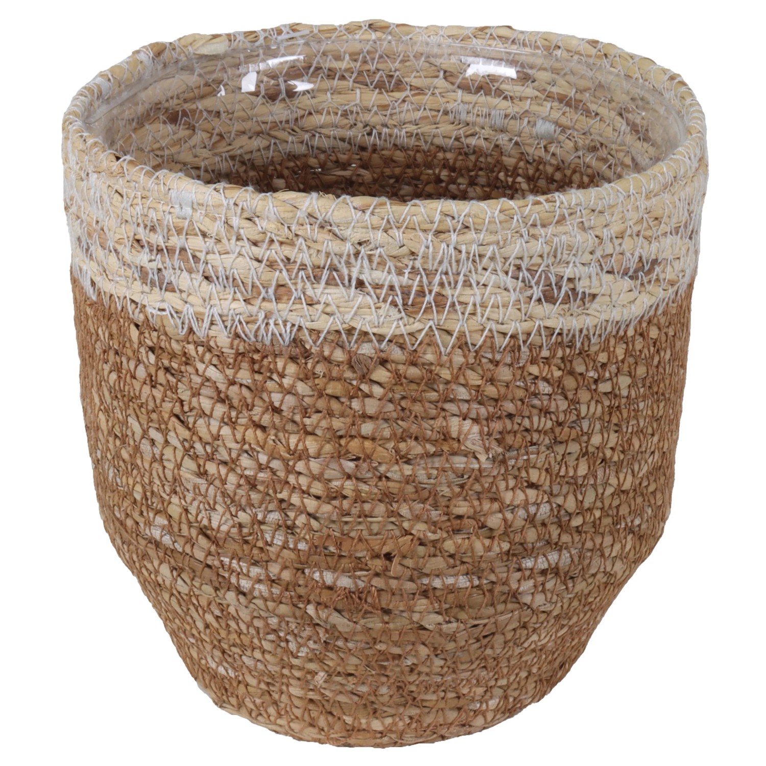 A.H.G. Květináč ze sušené trávy hogla vč. PE sáčku přírodní/béžový pr. 12 x 12cm