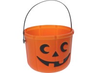 Plastový kbelík s designem dýně s madlem, oranžová, pr. 18 x 14 cm