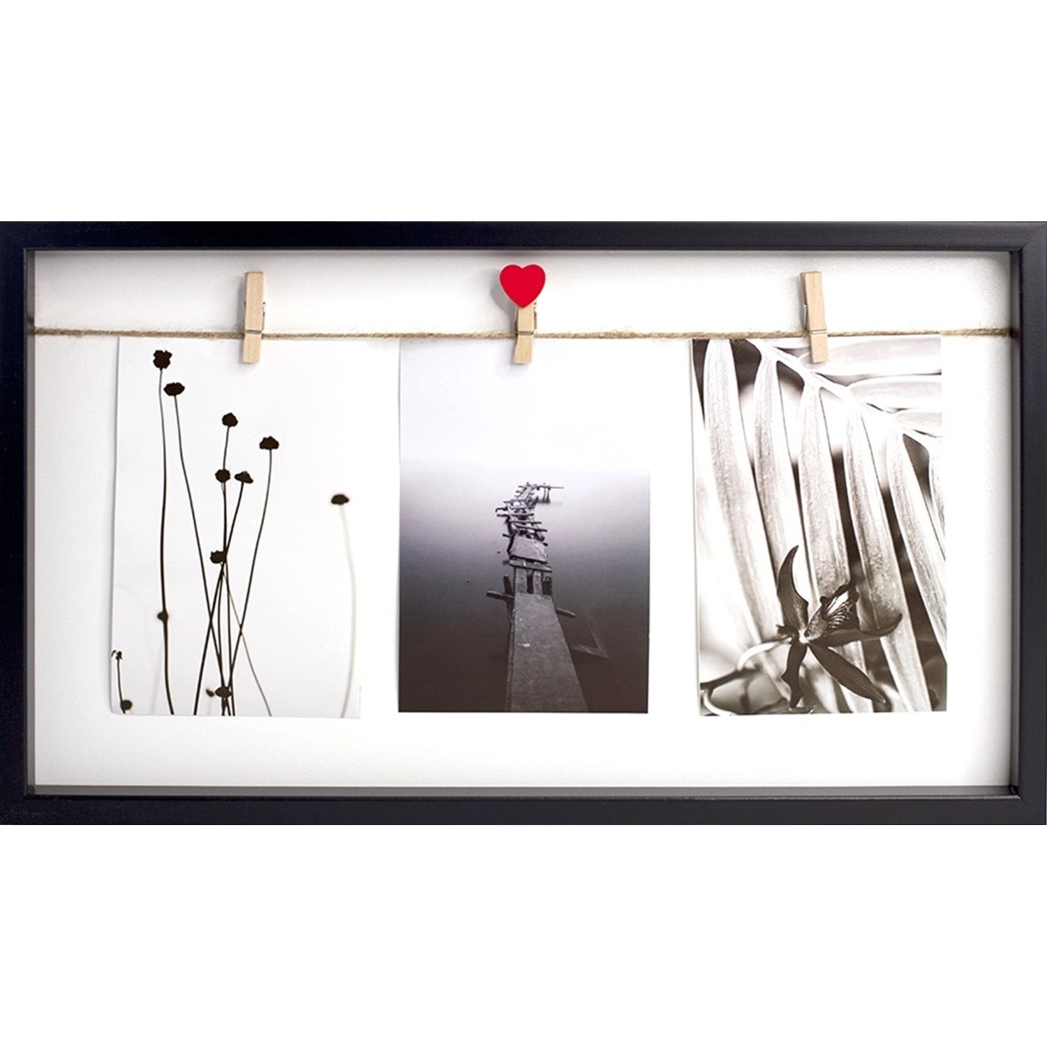 Bondecor Fotorámeček 3 plastový, černý 22 x 40 cm