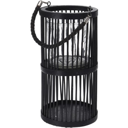 Koopman Bambusová lucerna vysoká černá pr. 16 x 30 cm