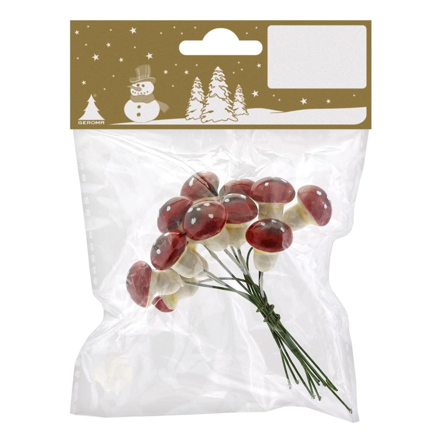 Dekorativní muchomůrky s drátem, červeno-bílé, 2 cm