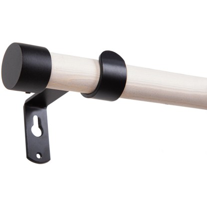 Sada záclonové tyče dřevěná bílá, pr. 25 mm, 240 cm