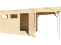 Bertilo Dřevěný domek na nářadí Cubus 3 Lounge, přírodní, 559 x 234 cm Bertilo Dřevěný domek na nářadí Cubus 3 Lounge, přírodní, 559 x 234 cm