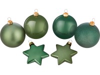 Sada vánočních koulí, zelená, pr. 6 cm, 50dílná Sada vánočních koulí, zelená, pr. 6 cm, 50dílná