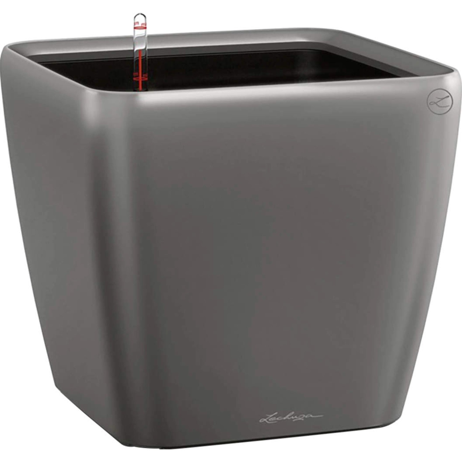 Lechuza Květináč Quadro Premium LS 35, antracitová metalická, 35 x 35 x 33 cm