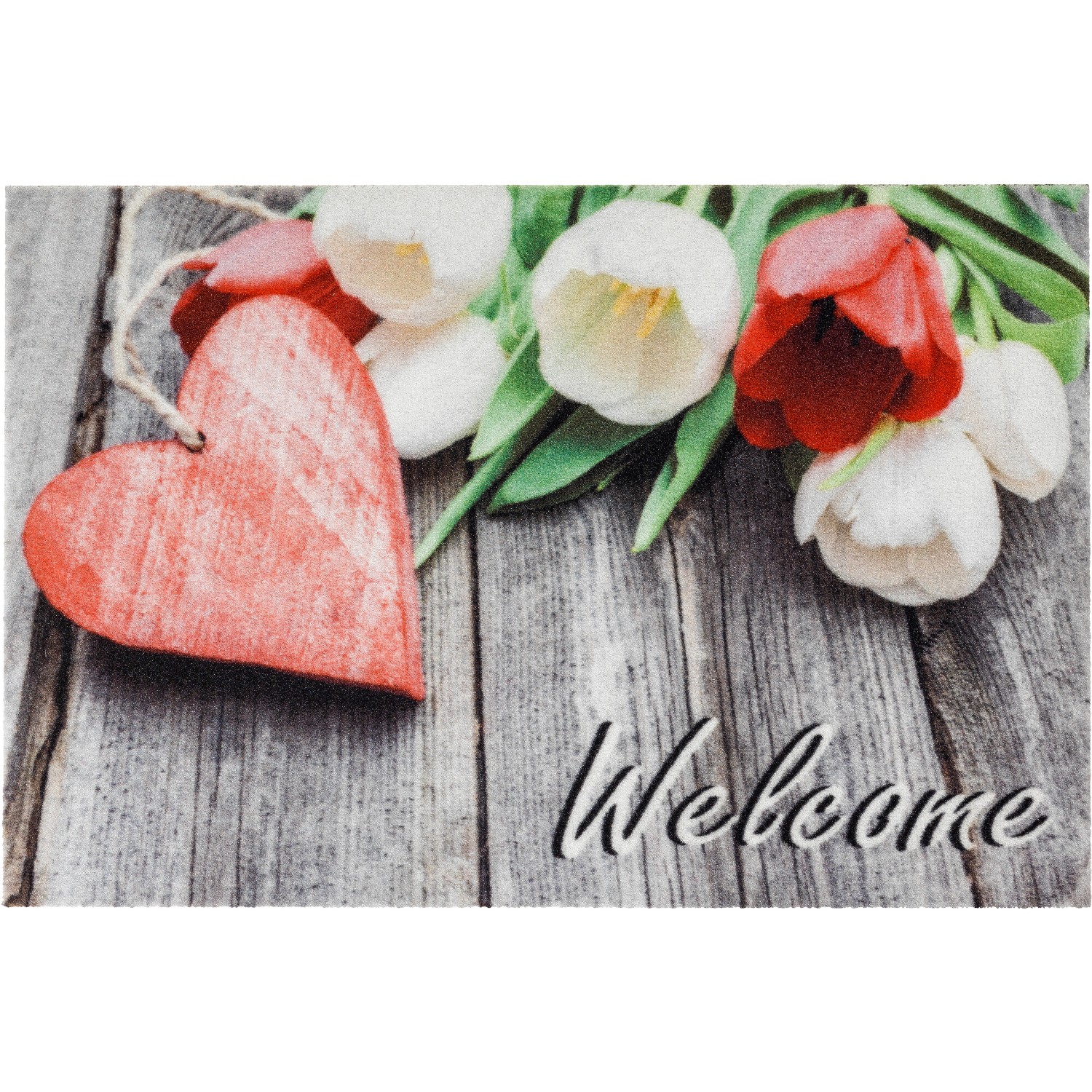 Astra Vstupní čisticí rohož Deco Print, 40 x 60 cm, červené srdce