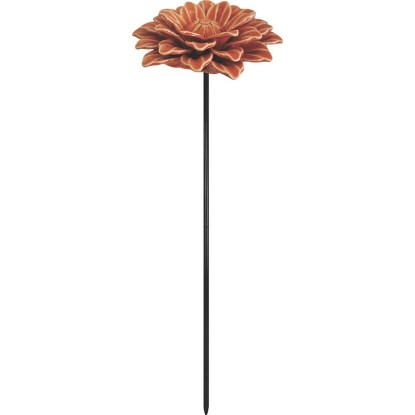 Zahradní zápich keramická květina, oranžová, 80 cm