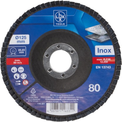 LUX-TOOLS Lamelový brusný kotouč na kov, zrnitost K80, pr. 125 mm