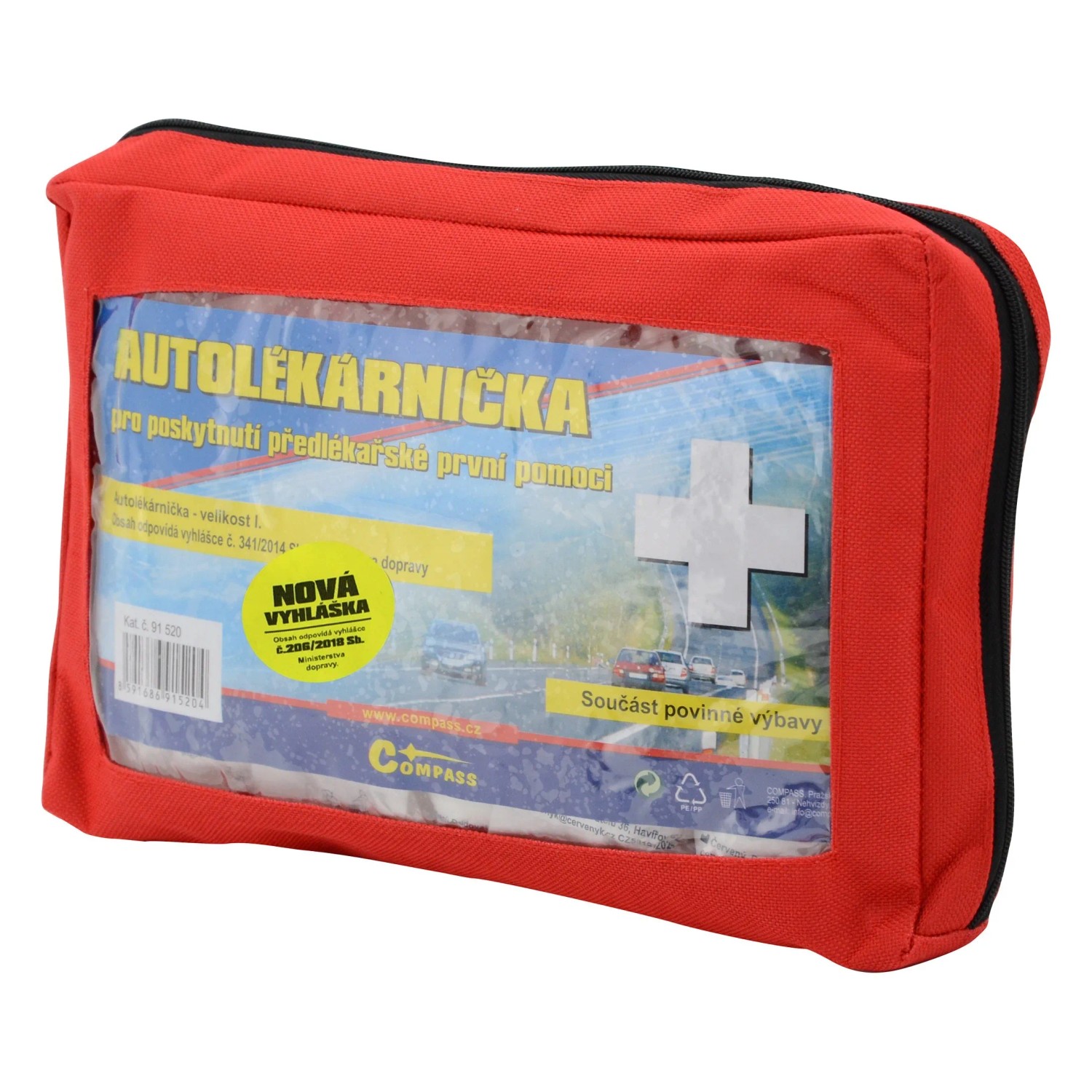 Autolékárnička, expirace 4 roky, textilní brašna - COMPASS