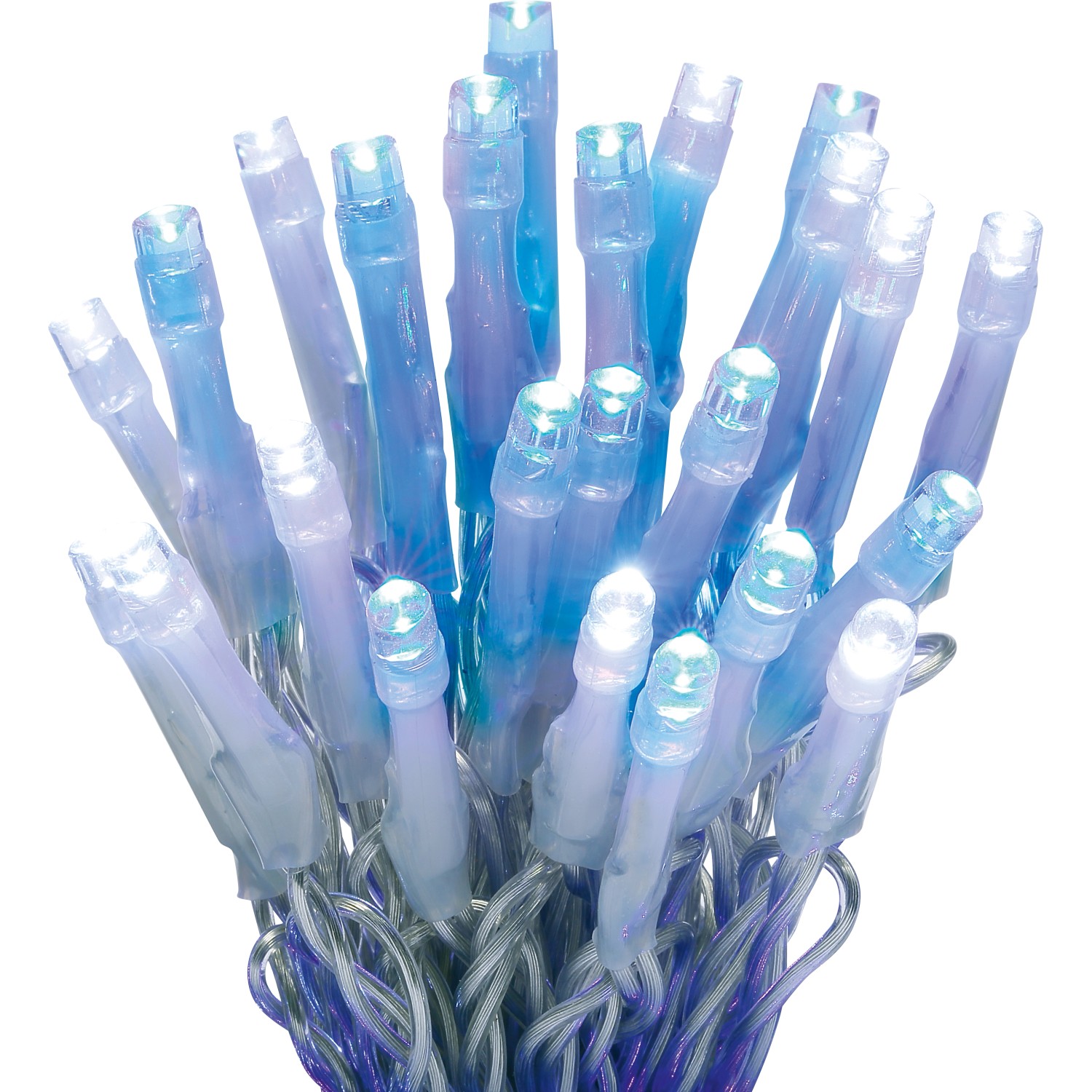 Venkovní světelný řetěz 80 LED s funkcí časovače, modrá/studená bílá