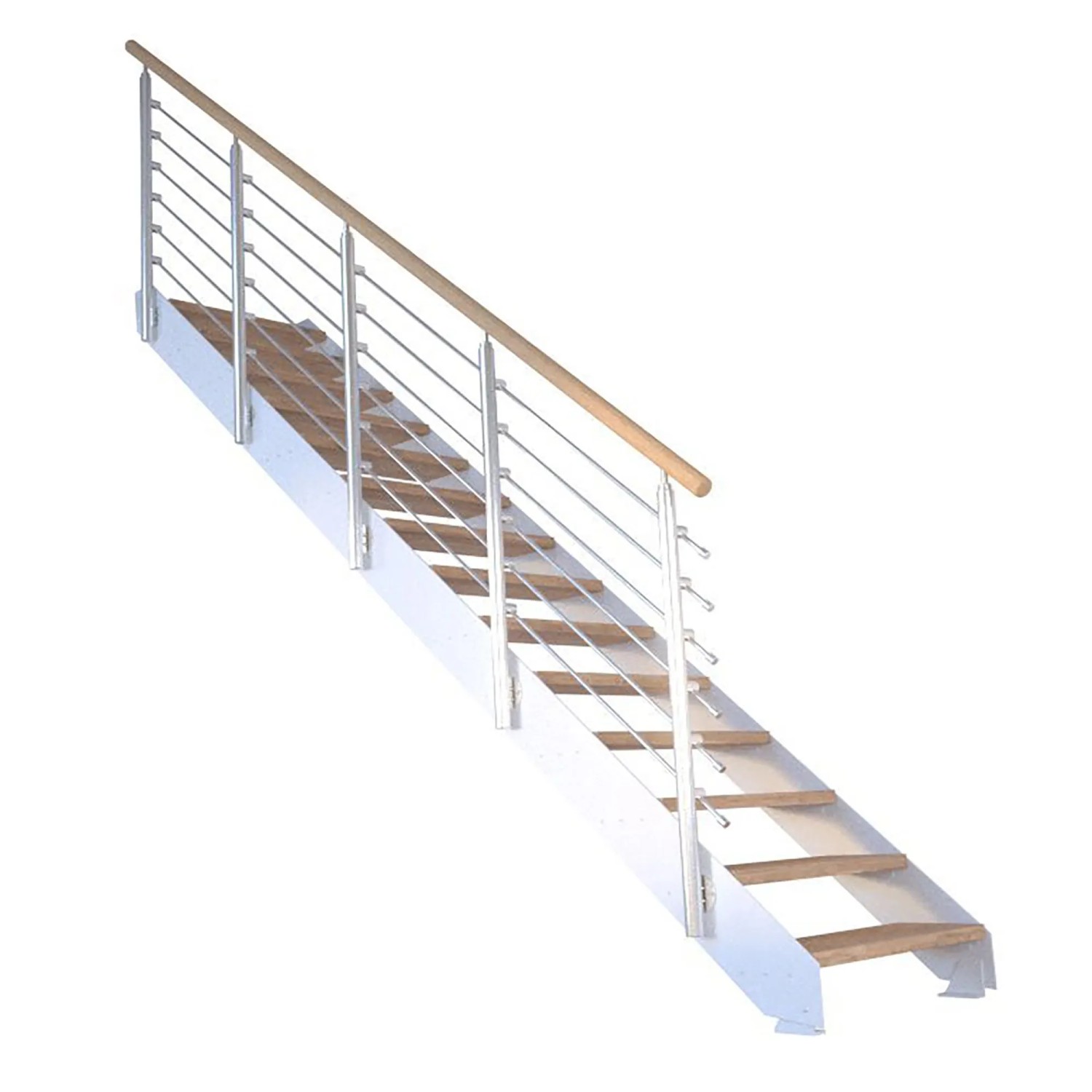 StarWood Kovové schody Kos 12 st. dub olej. 107 cm design. zábradlí bílá