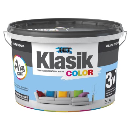 HET Klasik COLOR Tónovaná interiérová barva KC 0407 modrá blankytná, 7 + 1 kg