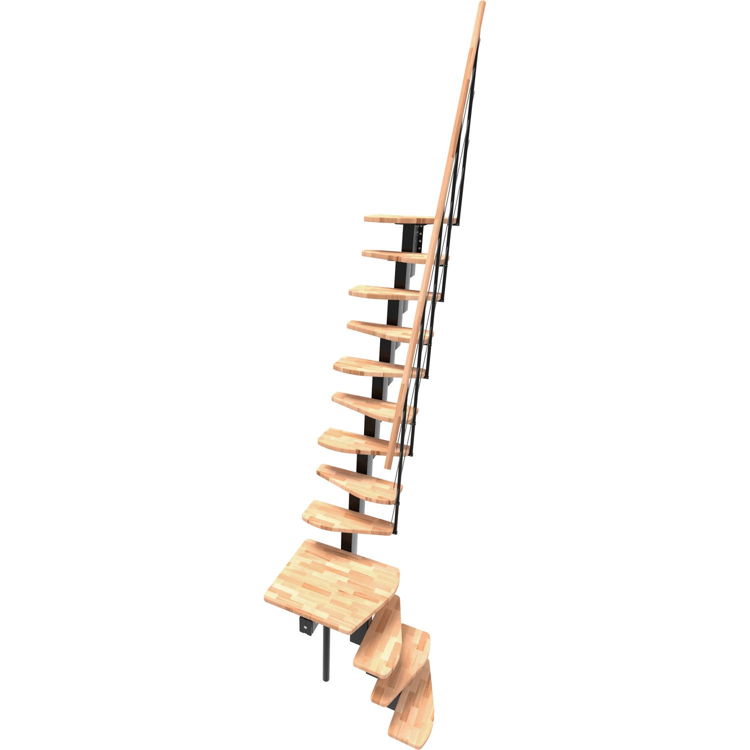 Minka STAIRS Lomené modulové schodiště Quatro Turn buk/černá, 298 cm