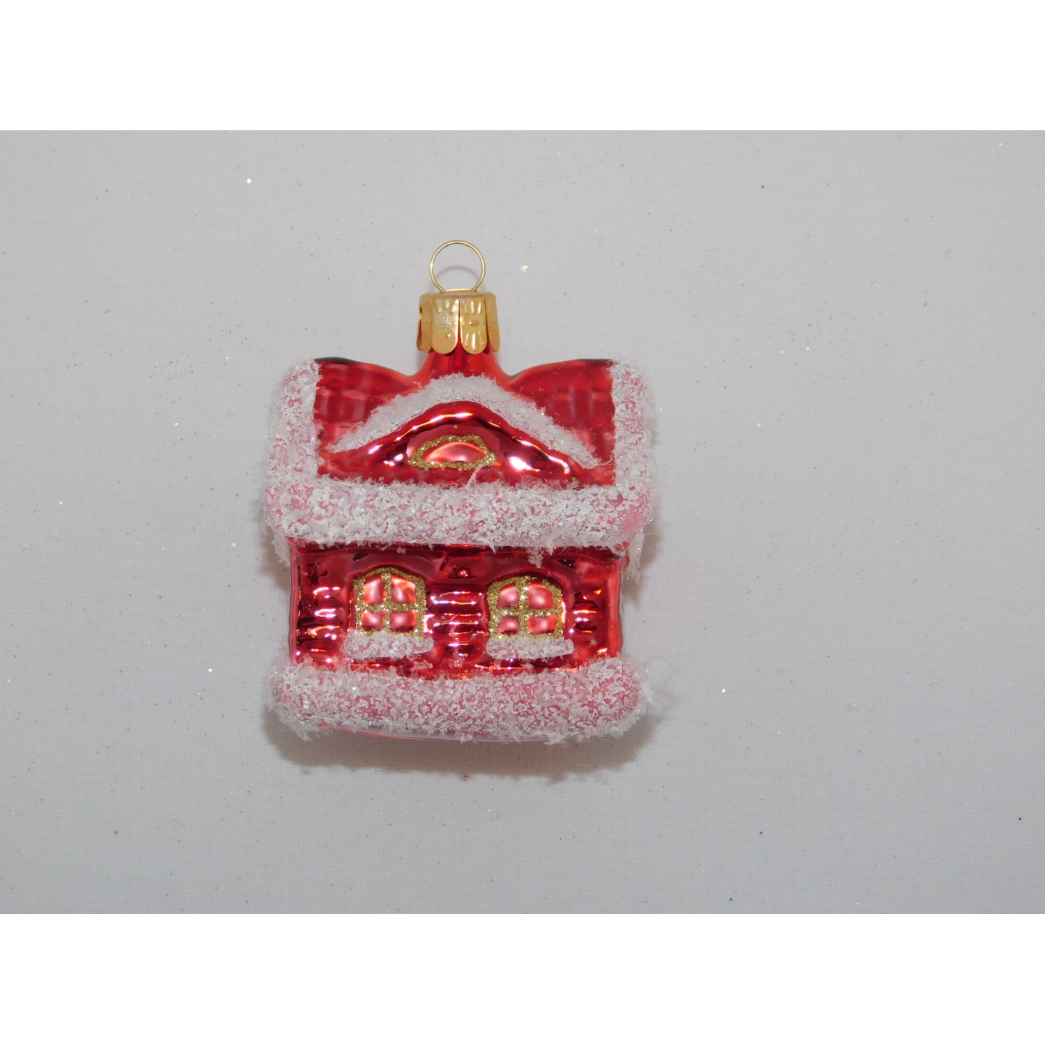 Ornex Vánoční ozdoba domeček skleněný červený 70 mm