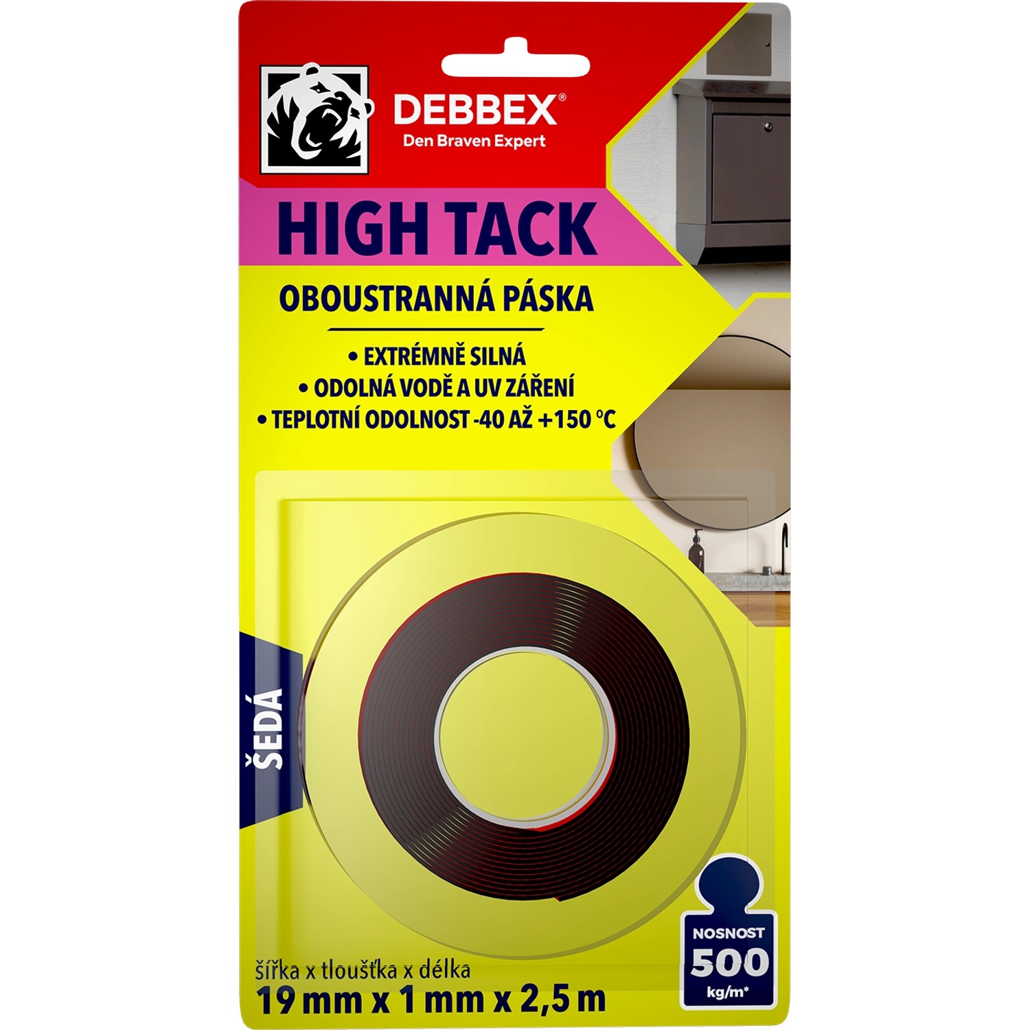 Oboustranná páska High Tack 19mm x 2.5m