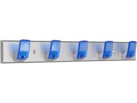 Lišta plastová s 5 háčky, chromovaná / modrá