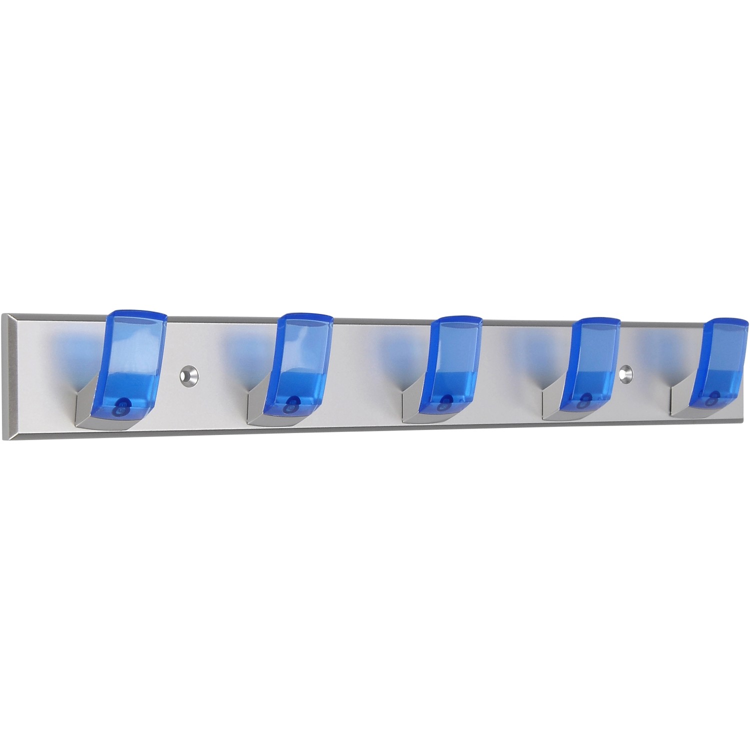 Lišta plastová s 5 háčky, chromovaná / modrá
