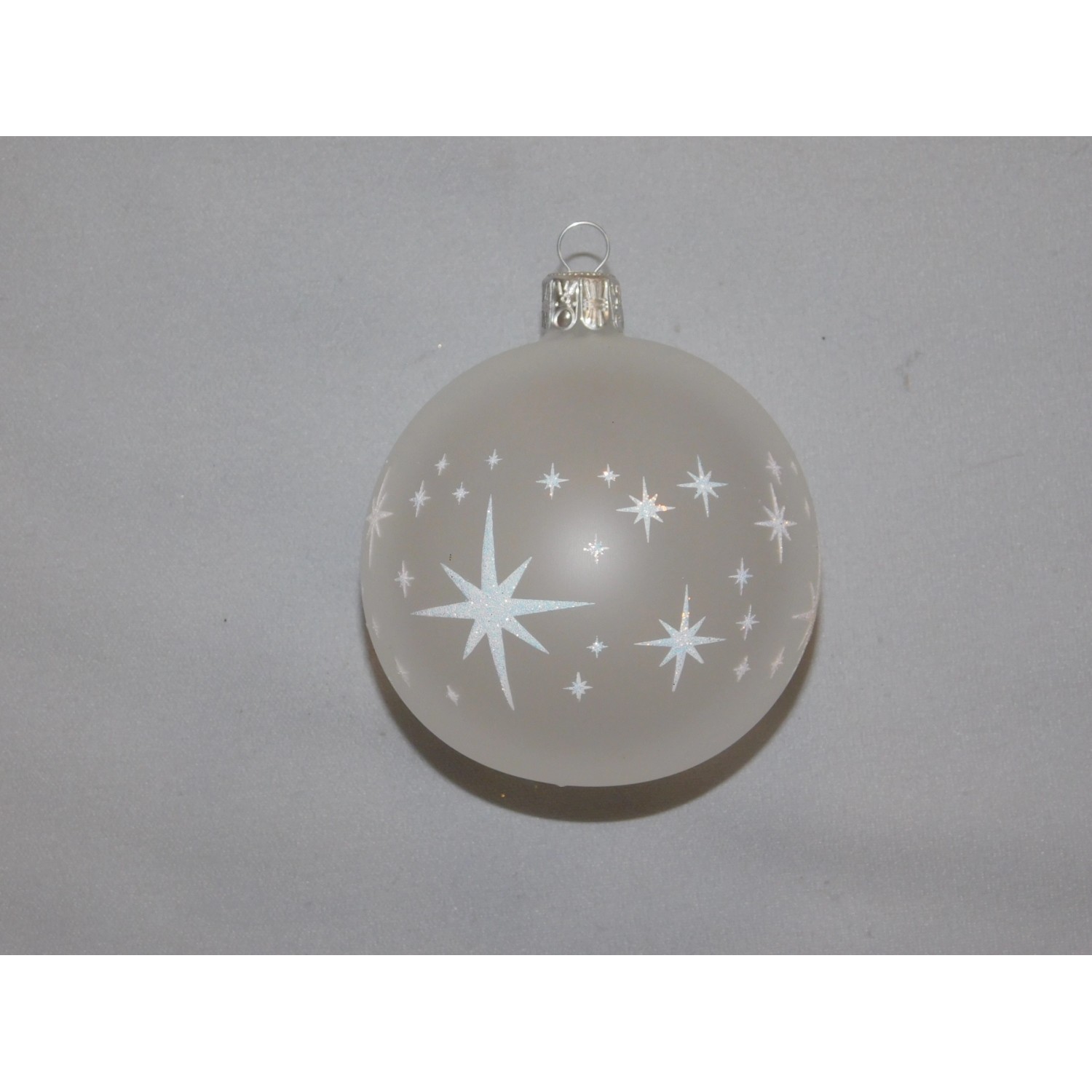 Ornex Vánoční ozdoba koule skleněná hvězdy bílá 70 mm
