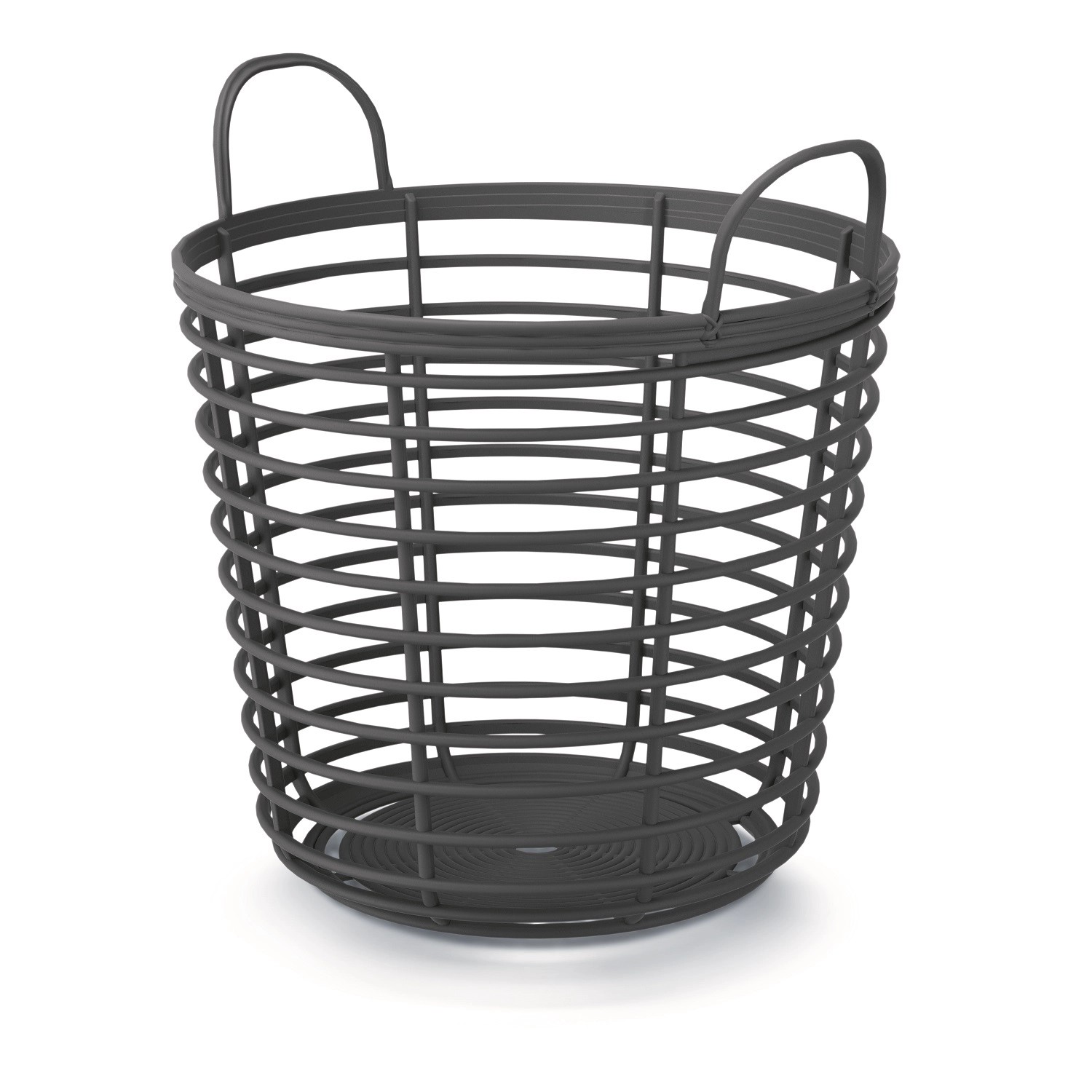 Prosperplast Plastový univerzální koš Zanzi s uchy antracit, pr. 37,4 cm