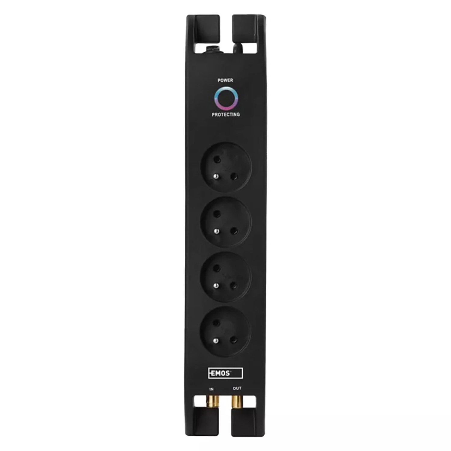 Emos Přepěťová ochrana 1800J, 4 zásuvky, černá, 2 m