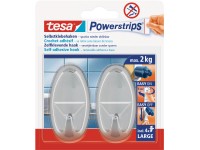 tesa Samolepicí háčky Powerstrips L velké oválné, lesklý chrom, 2 ks