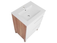 A-Interiéry Koupelnová skříňka Dorian 60-2Z s keram. umyvadlem 60 cm bílá/dub