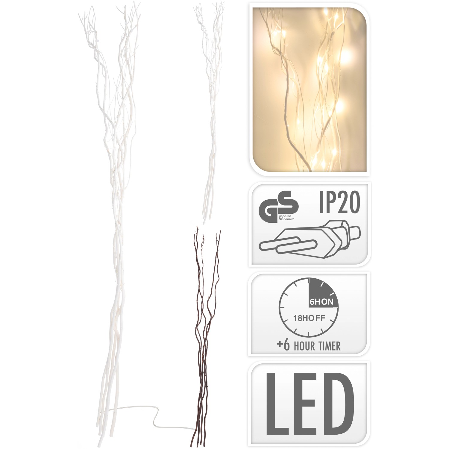 Vrbová větvička 110 cm s 40 LED teplá bílá, různé druhy