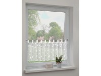 Sehlbach Vitrážová záclona s poutky, listy, bílá, 135 x 45 cm