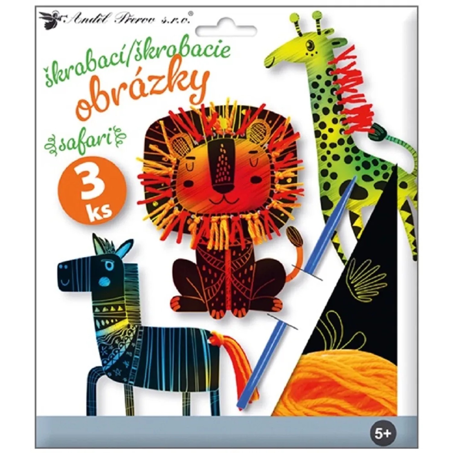 Anděl Přerov Sada škrábacích obrázků s přísluš., Safari, 19 x 22 cm