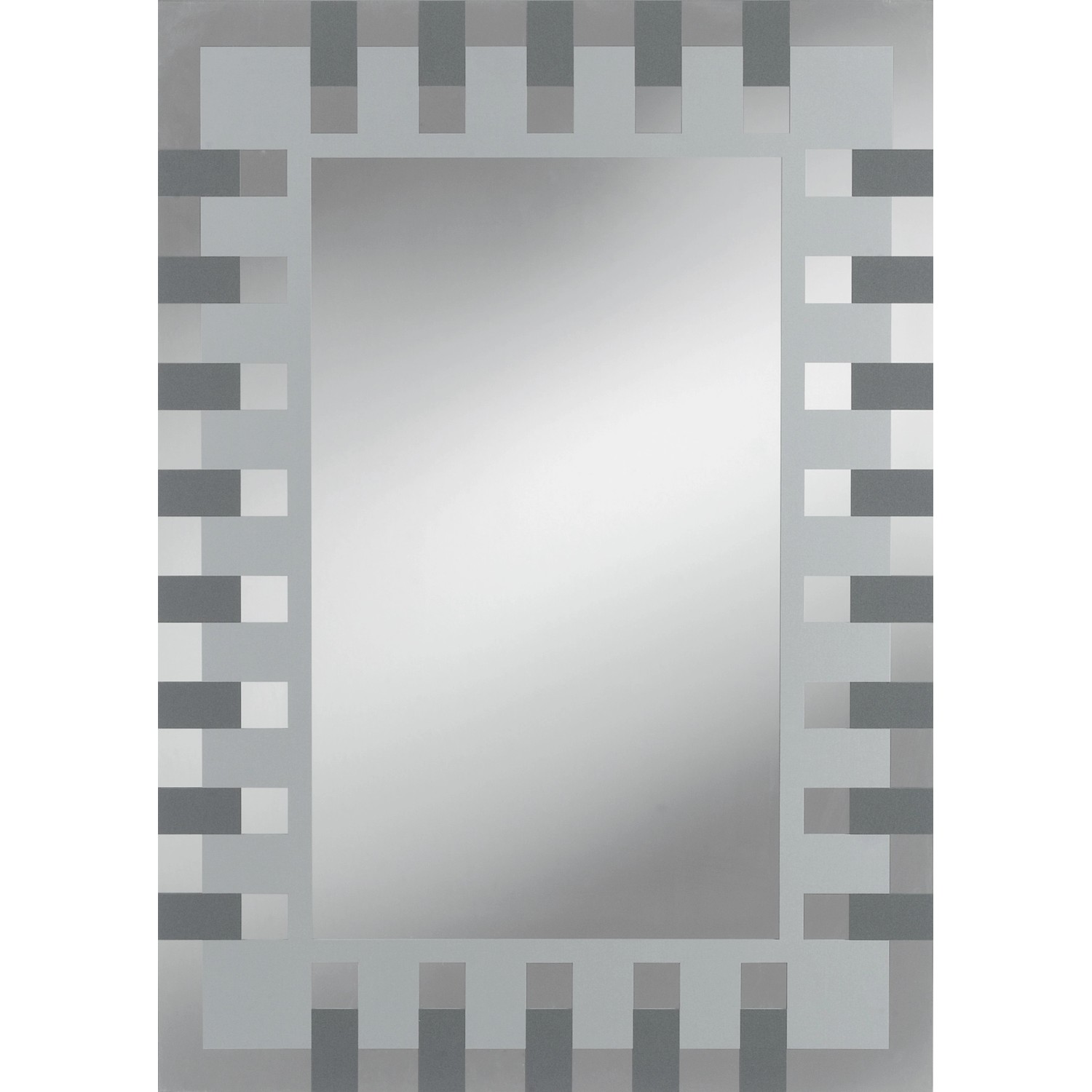 Kristall-Form Zrcadlo se sítotiskem Enzo, stříbrno-antracitové, 70 x 50 cm