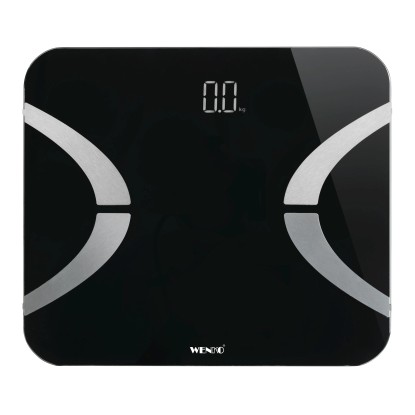 Wenko Skleněná analytická osobní váha s Bluetooth, černá, 30 x 2,1 x 26 cm