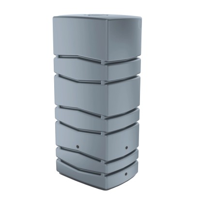 Šedý sud na dešťovou vodu Waterform Aqua Tower, 650 l, hranatý, s víkem. Nádrž na dešťovou vodu pro zahradu a venkovní použití.