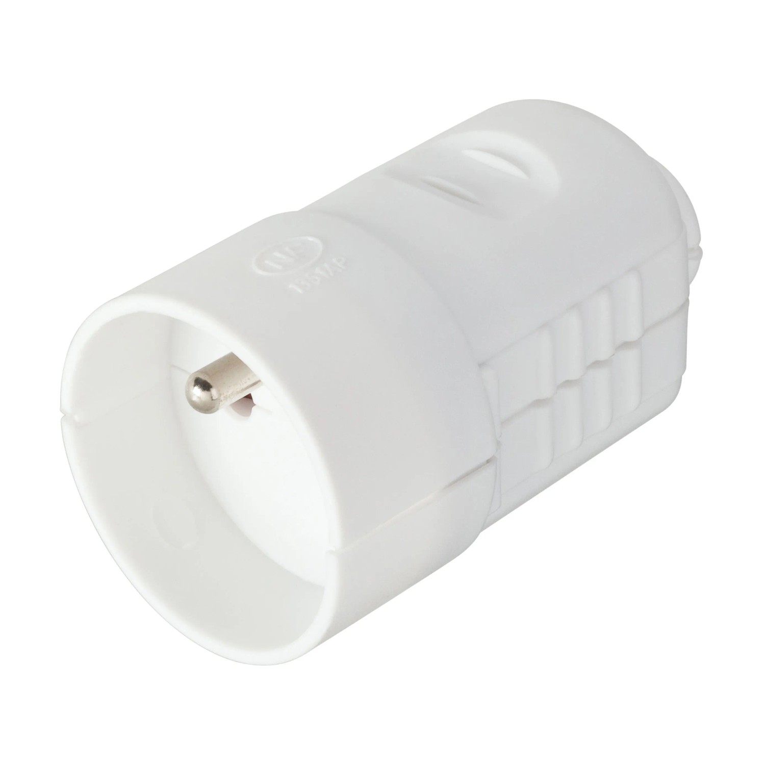 Zásuvka s ochranným kontaktem bílá pr. 38,6 x 71,5 mm