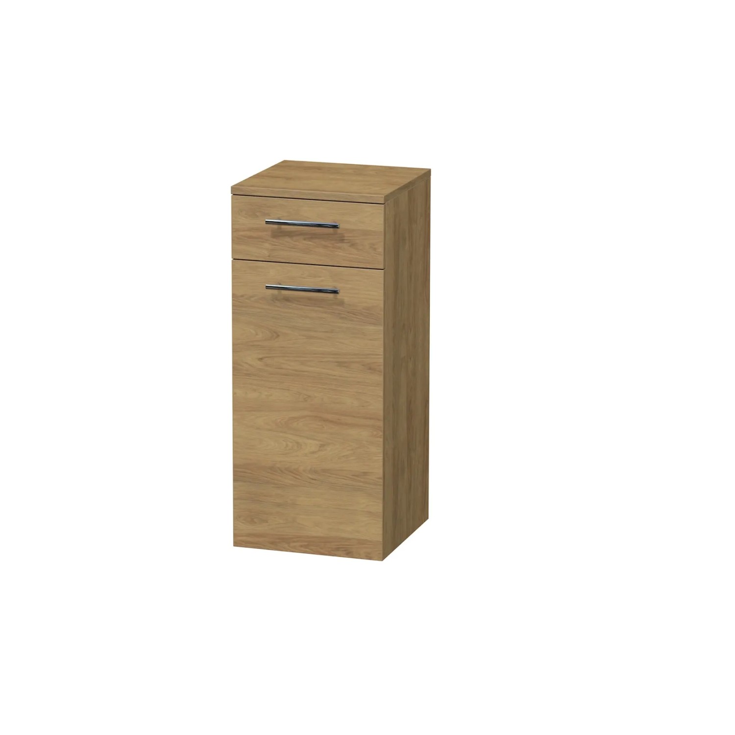 INTEDOOR Nízká skříň BEE, úchyt chrom, 1 zásuvka, koš, š. 35 cm, dub Hickory