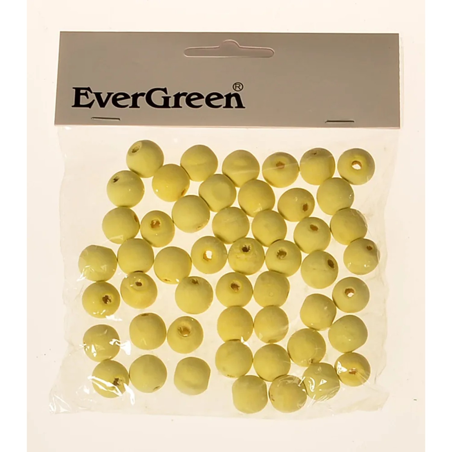 EverGreen Korálky dřevěné žluté, pr. 16 mm, 50 ks