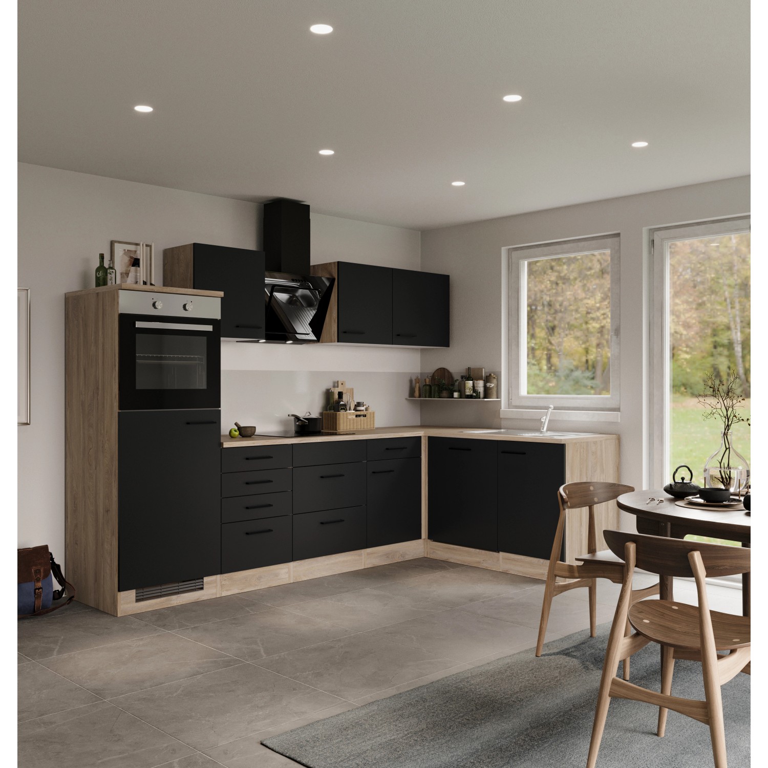 Flex-Well Kuchyně Capri 280 x 170 cm/typ 1-ledn./trouba/var.deska/digestoř/myčka