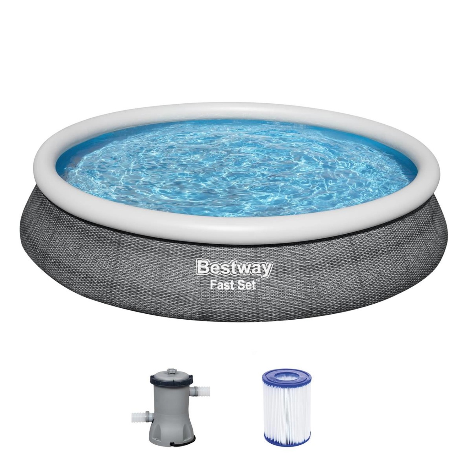 Bestway Bazén Fast Set vč. čerpadla a kartuše, vzhled ratanu, pr. 457 x 84cm