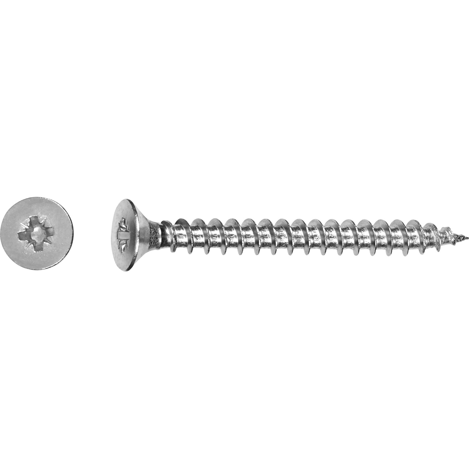 Uni vrut se zápustnou hlavou PZ1 plný závit ocel A2 3 x 20 mm, 20 ks