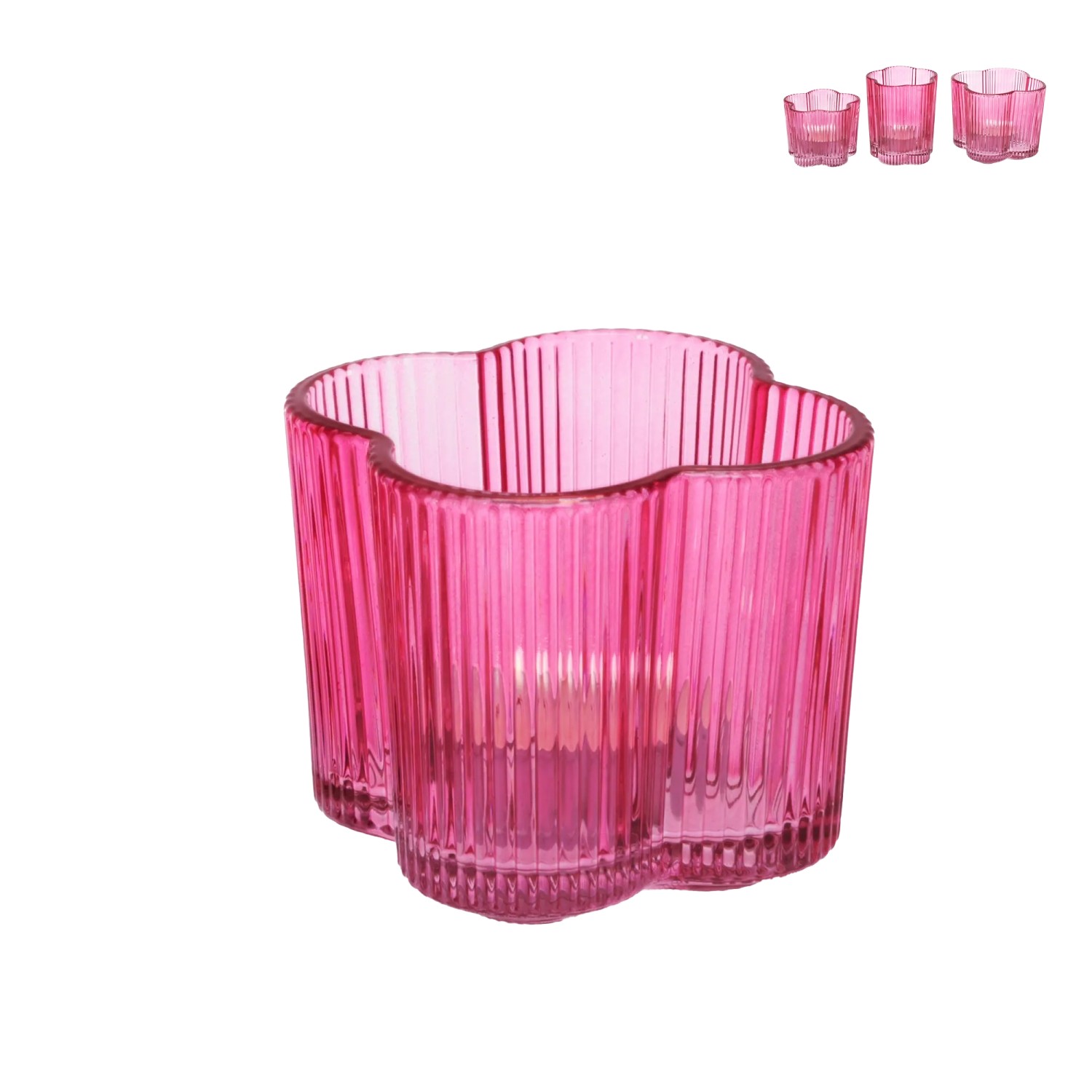 DRAGIMEX Svícen v podobě květiny růžový 8,5 x 8 cm, 1 ks