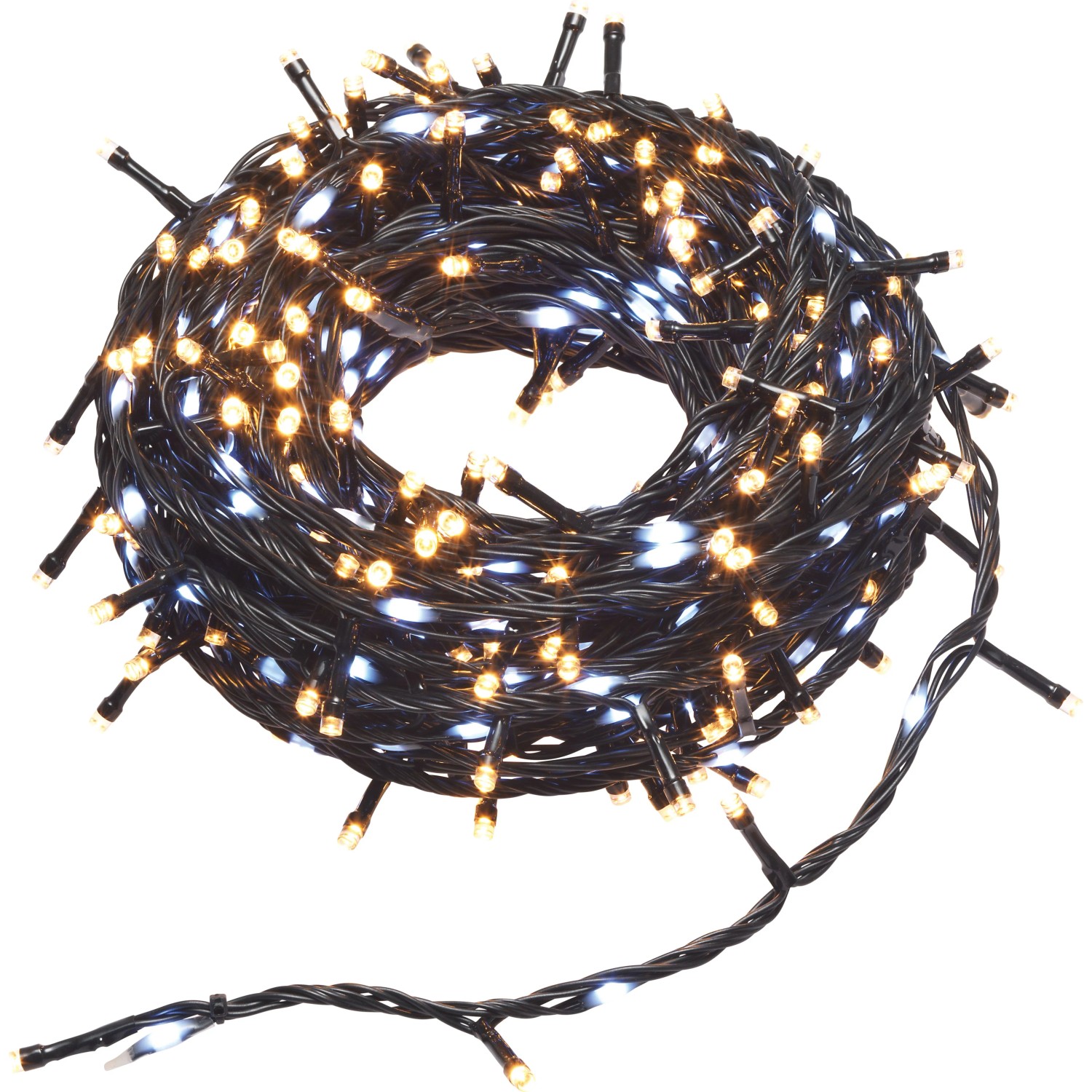Světelný řetěz IP44, 424 LED teplá/studená bílá, černý kabel, 17,92 m