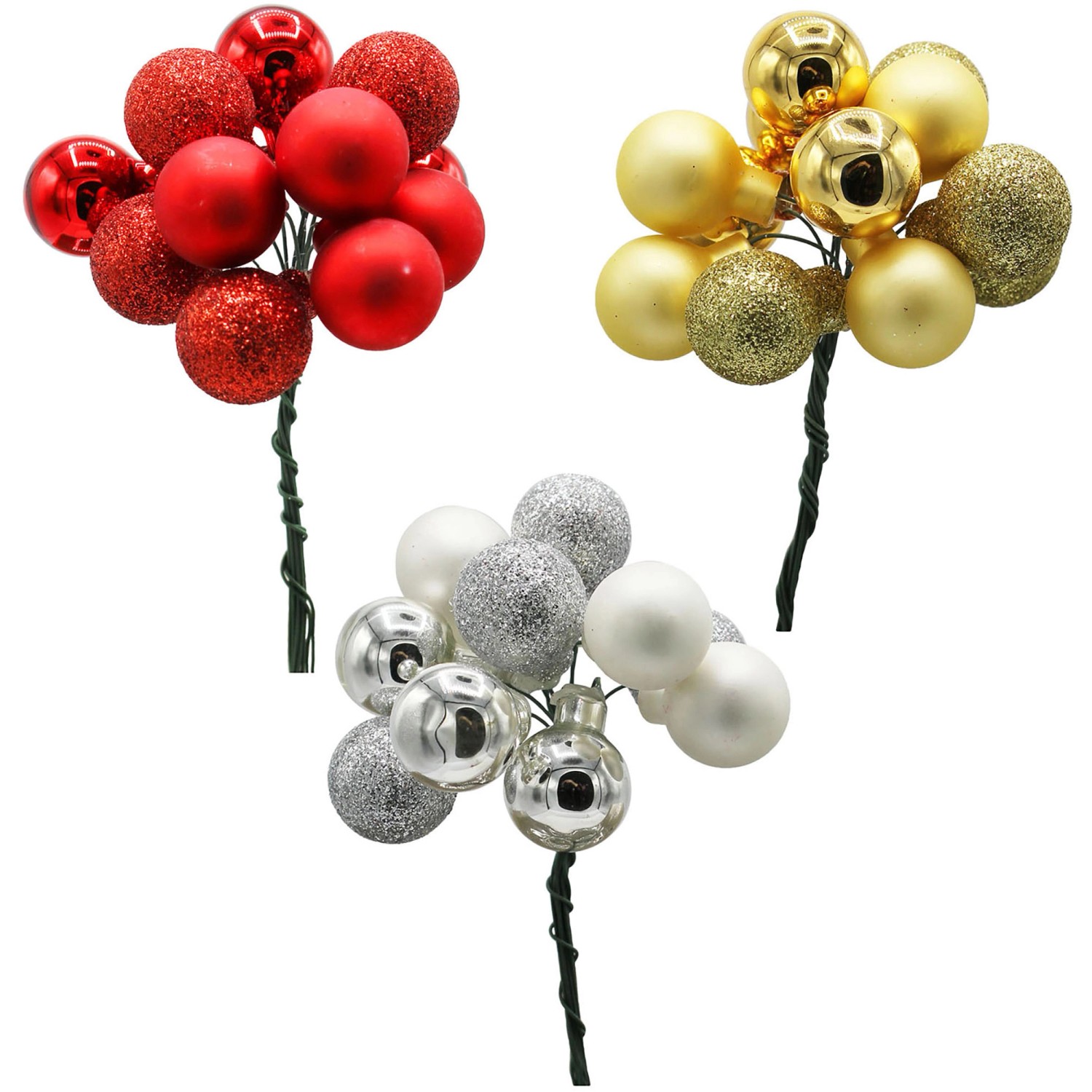 GEROMA Dekorační kuličky na drátku, různé barvy, 12 ks, pr. 2 cm