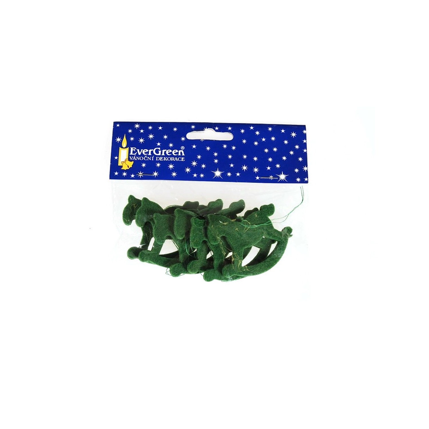 EverGreen Vánoční ozdoba Plstěný koník 6 ks, zelený