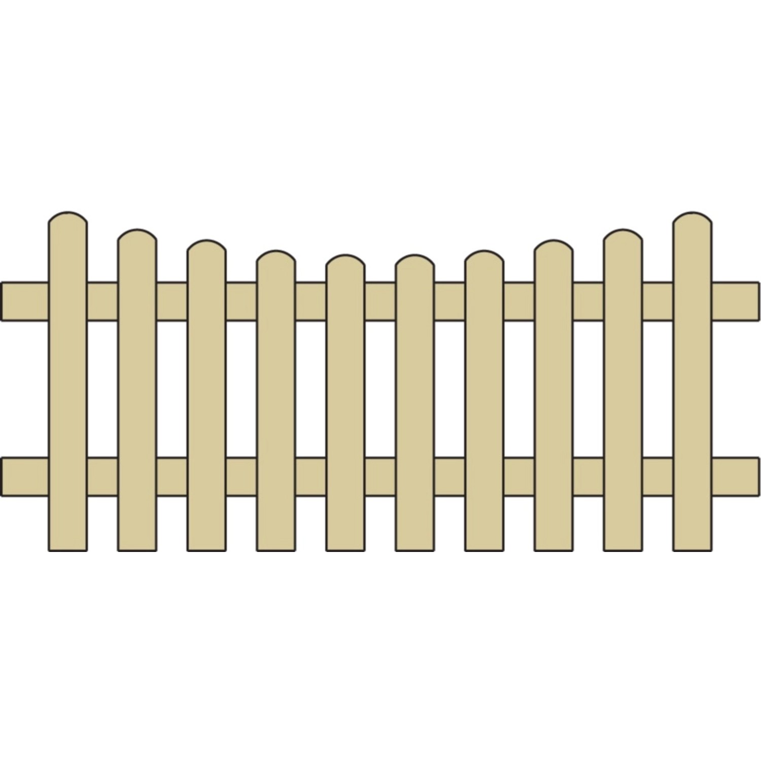 Plaňkový plot s obloukem dolů tlak. impreg., KDI zelený, 180 x 85/70 cm