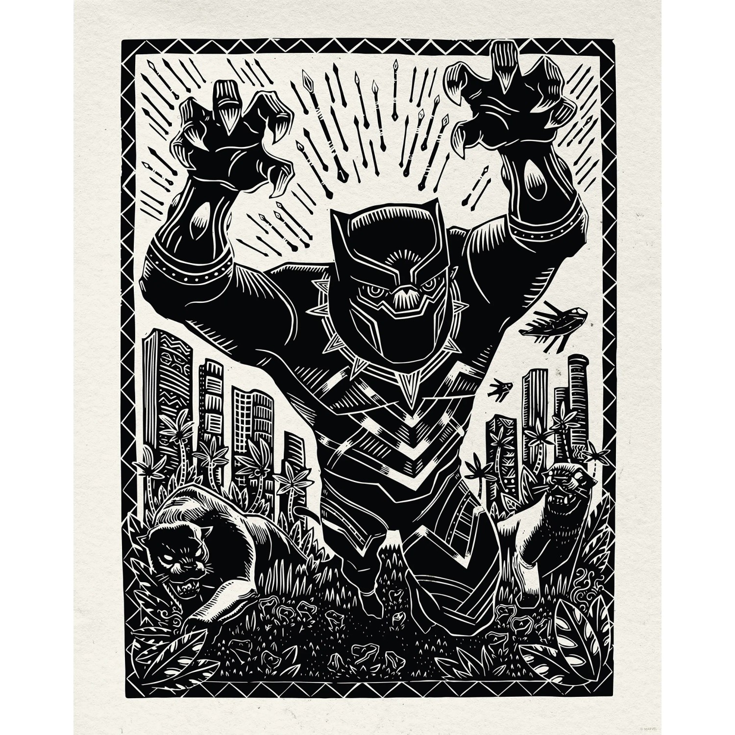 Komar Plakát Marvel Black Panther Lino-Cut Charge 40 x 50 cm